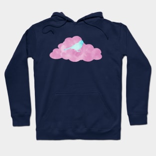 Blue Bird on Pink Cloud Hoodie